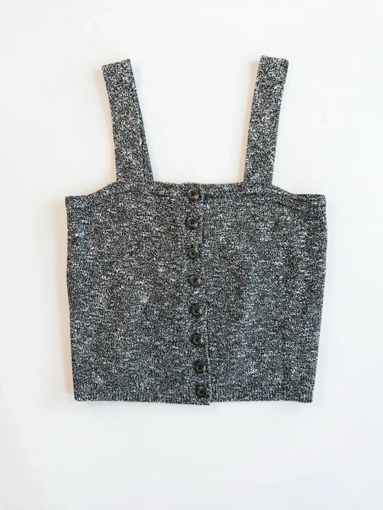 Madewell Square Neck Button Front Sweater Tank Cropped Knit Top - Picture 8 of 8